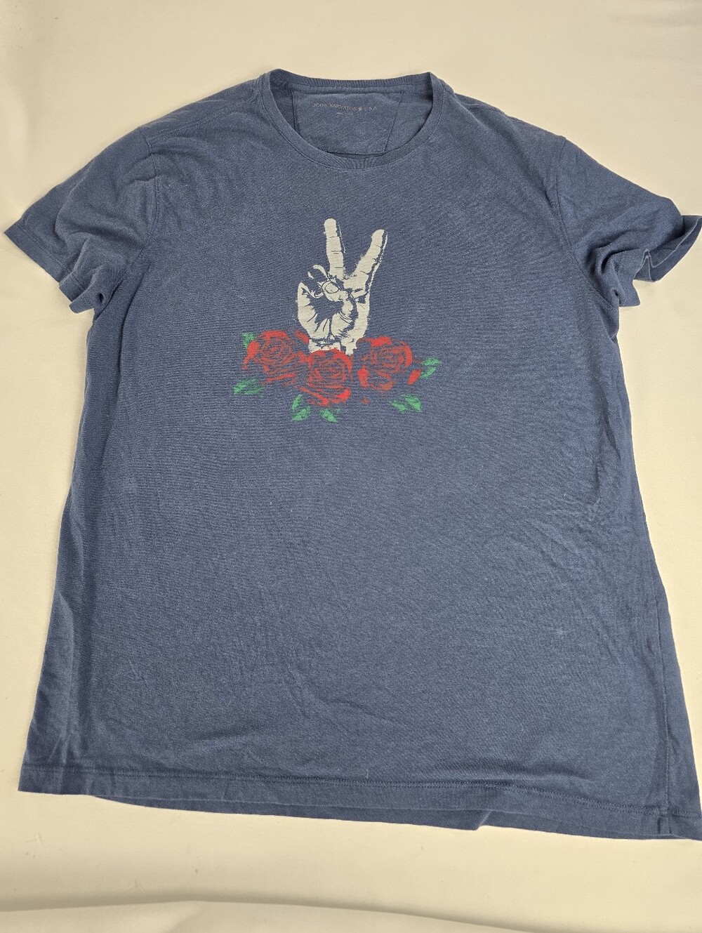 John Varvatos Peace Sign Roses Graphic Tshirt Size L
